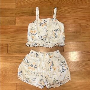 Floral Kids Set - White and Blue
